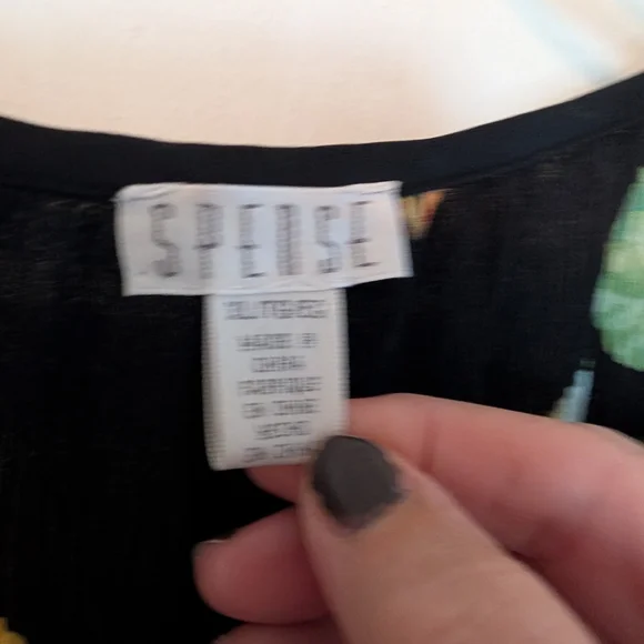 SPENSE Floral Black Women's Top XL - Picture 3 of 4